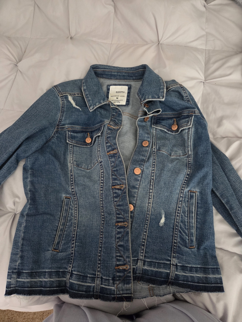 Sonoma Medium Blue Denim Jean Jacket with Copper Buttons - Picture 2 of 3